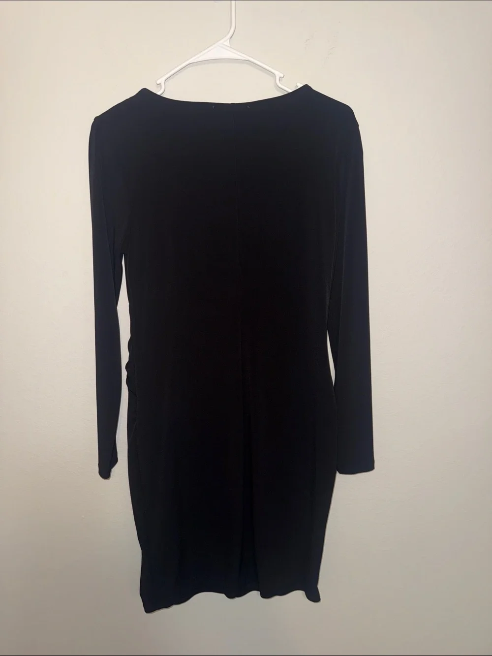 Michael Kors Black Long-Sleeve Faux Wrap Slinky Knot Detail Dress - Small